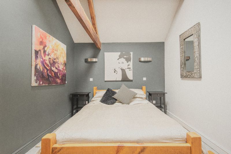 The vaulted double bedroom