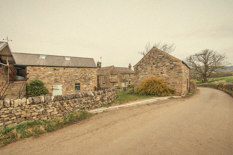 The lane past the barns